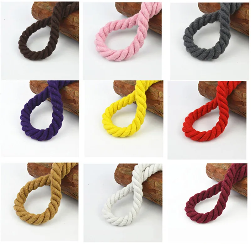 Cotton 10Meters 3 Shares Twisted Cotton Cords 12mm DIY Craft Decoration Rope Cord for Bag Drawstring Belt 20 Colors