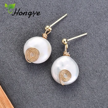 

Hongye Drop Earrings for Women Baroque Pearl Metal Decorative Fashion Jewelry Anniversary/Party Ear Accessories Female Dangler