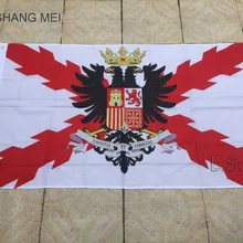 Cruz de la bandera de Borgoña bandera española Ensign Venta caliente mercancías 3X5FT 150X90CM Banner latón agujeros de metal