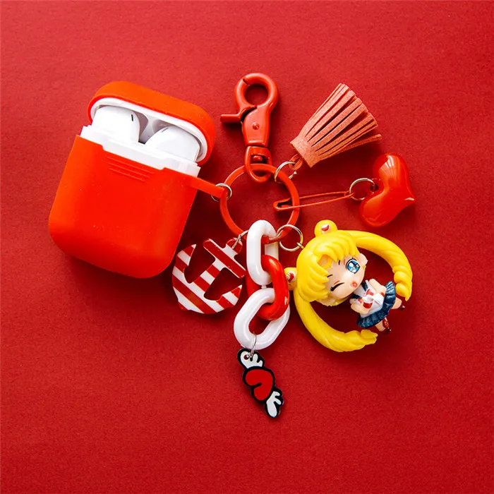 Милый мультфильм Сейлор Мун кукла игрушки брелок для AirPods Чехлы Bluetooth наушники защита для кожи Аксессуары для наушников - Цвет: ZZ - 04