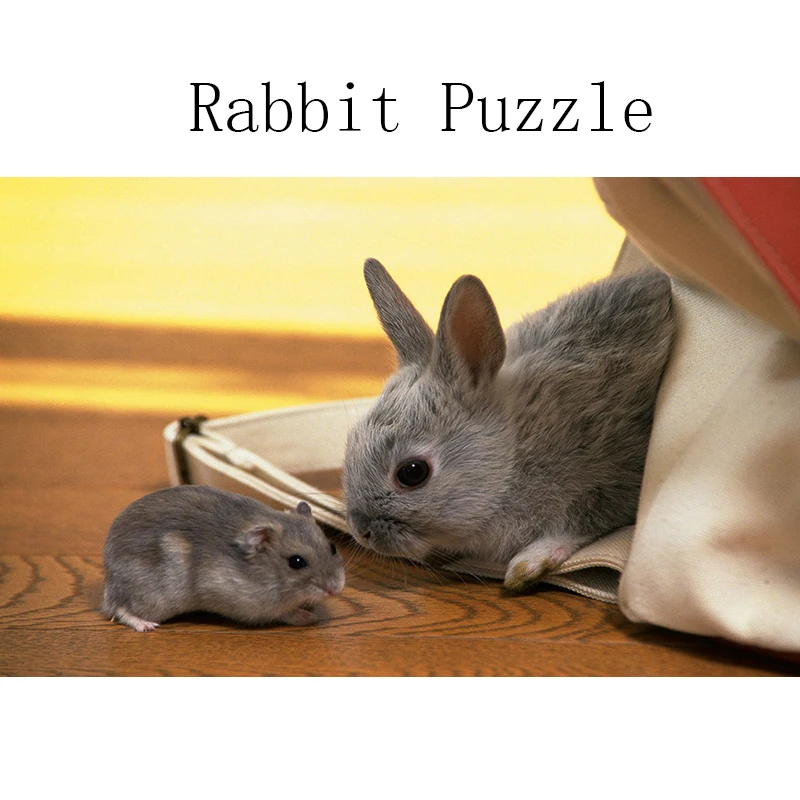 

DDWE Puzzles 1000 Piece DIY Wooden Cute Rabbit Adults Jigsaw Puzzle Educational Toys Decoration Assembly For Children Kids Gift