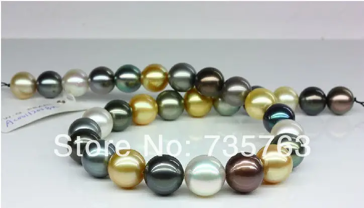 

xiuli 001249 elegant 10-11mm south sea gold black grey round pearl necklace 14KGP