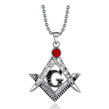 

Titanium steel Mason pendant reto Freemasonry necklace pingente free bead chain Masonic necklace men jewelry