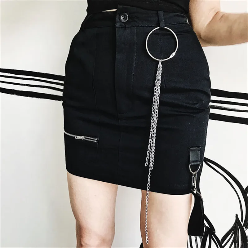 

Sladuo Gothic Punk Black Denim Sexy Women's Skirt Vintage Black Elastic High Waist Hot Shorts for Goth Girls