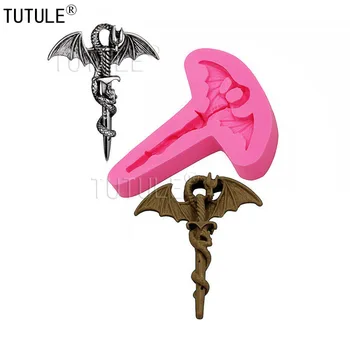 

Gadgets-Cross Silicone Rubber Flexible Food Safe Mould- clay chocolate Dragon Mold Winged Beast Winged Dragon Mold