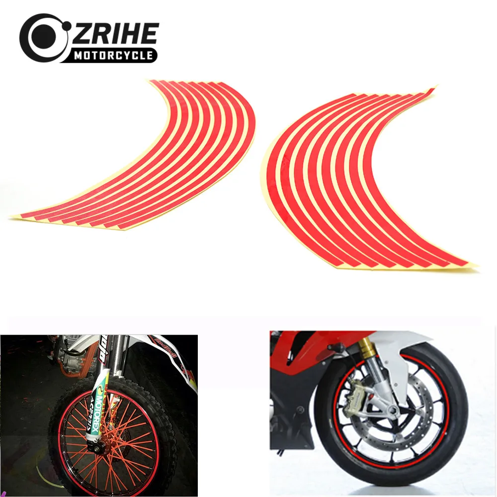 17" 18"  Bike Motorcycle Car forToyota Suzuki Harley Tape 16 Pcs Reflective Rim Tape Strips Wheel Stickers And Decals Case