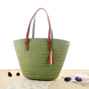 

Large Capacity Fashion Summer Beach Straw Bag Top Handle Shoulder Bag Women Tote with Tassels