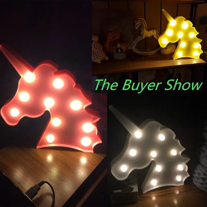 AKDSteel Unicornio Led Night Lights Unicorn Party 3D LED Table Lamp Novelty Animal Marquee Sign Letter Lamp Luminaria Baby Kids