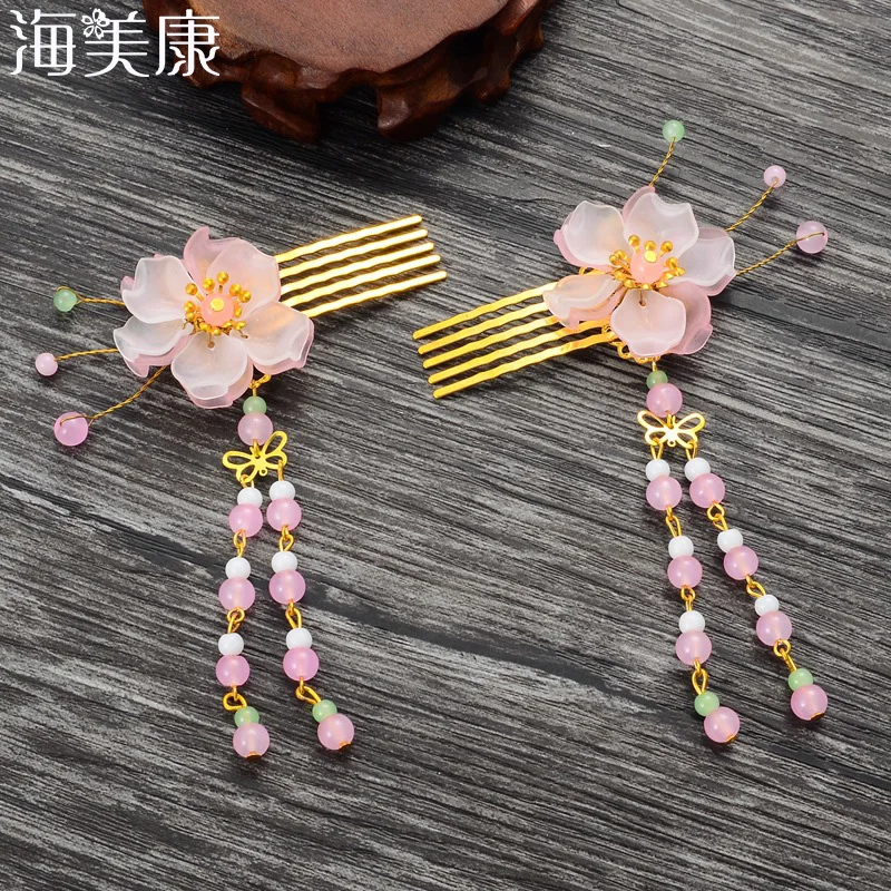 

Haimeikang Handmade Long Tassel Vintage Brides Hair Accessories Chinese Classical Wedding Headdress Jewelry Hair Combs Hairwear