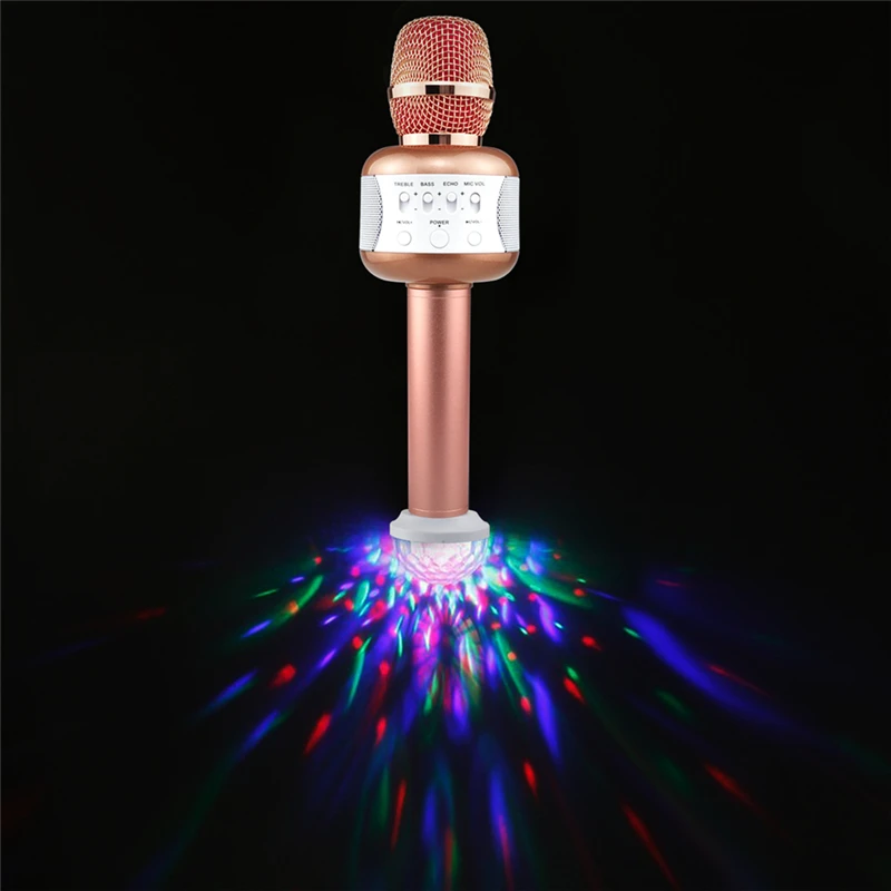 

Bluetooth Karaoke Microphone Wireless Bluetooth Speaker Music Player KTV Singing Handheld Mic Condenser with Disco Lights Mic