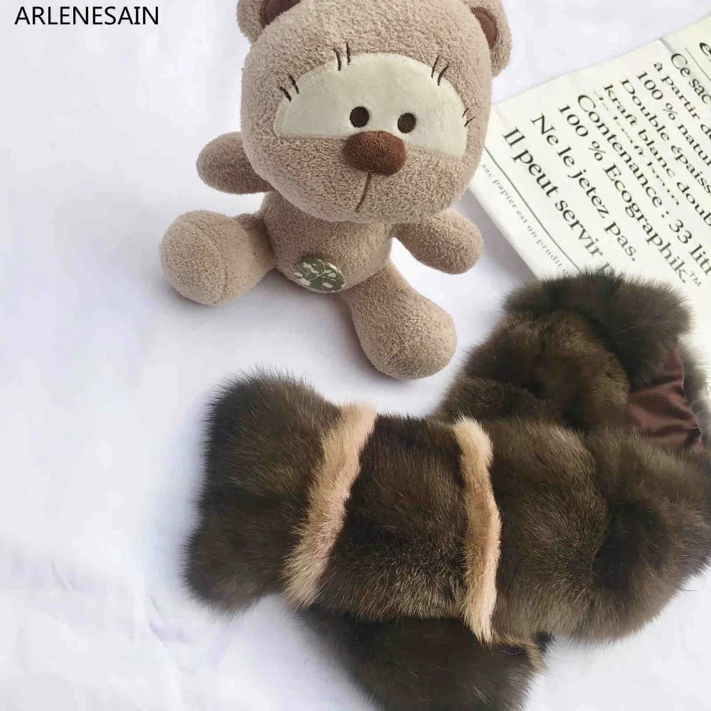Arlenesain на заказ Новая мода 13*80 см лоскутное мех соболя превосходное великолепные для женщин шарф
