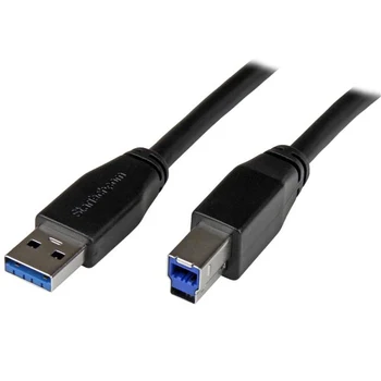 

StarTech.com Active USB 3.0 USB-A to USB-B Cable - M/M - 5m (15ft), 5 m, USB A, USB B, 3.2 Gen 1 (3.1 Gen 1), Male/Male, Black