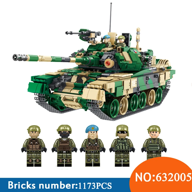 

AIBOULLY 1773pcs 632005 Military T-90 Main Battle Tank with SWAT Minifigure Model Sets Building Blocks Bricks Toys for Kids Gift