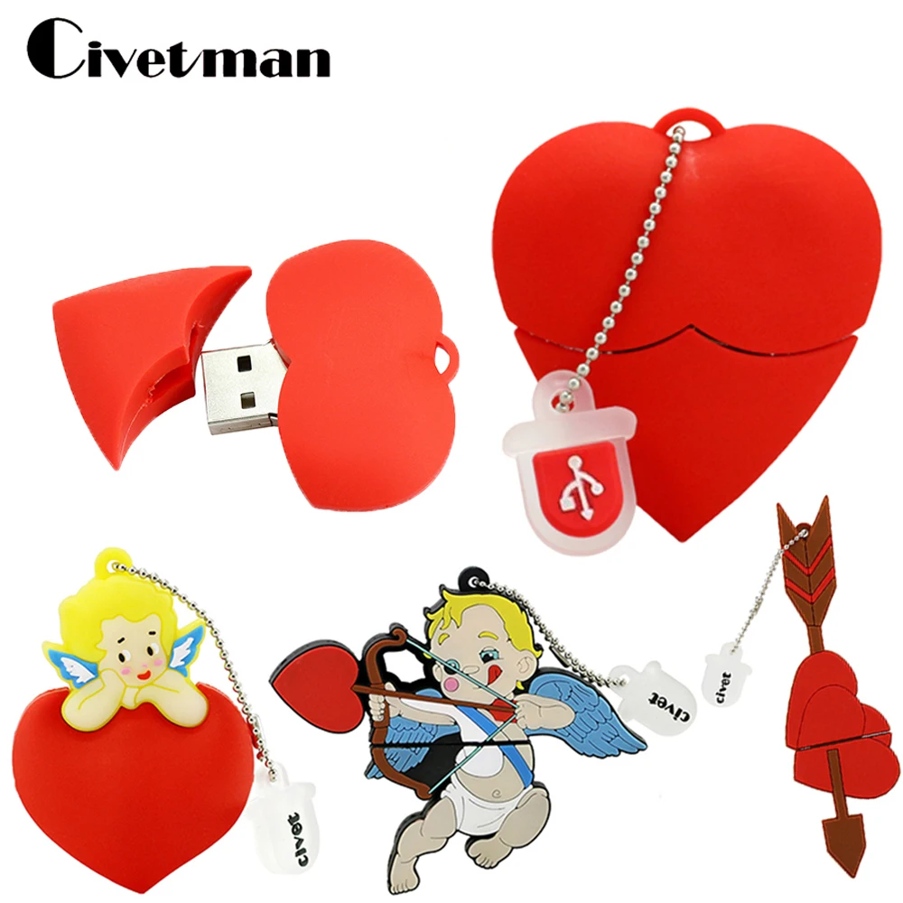 Флеш накопитель USB 128 в виде красного сердца 8 ГБ 16 32 64 256 2 0 ГБ|bulk usb|pendrive miniflash memory stick