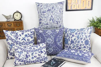 

Blue and white China Flower Home Decor Pillow Cushion /Decorative Linen cotton sofa cushions /Car throw pillows