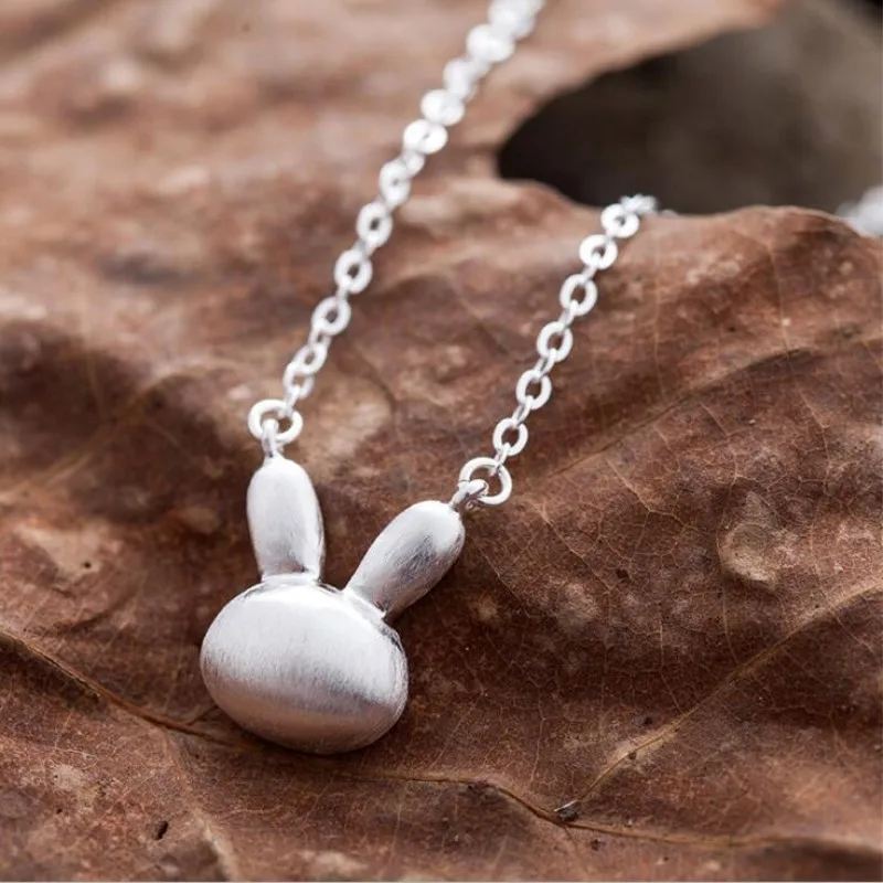 

Sweet Cute Animal Exquisite New Fashion 925 Sterling Silver Jewelry Simple Drawing Bunny Rabbit Pendant Necklaces H208