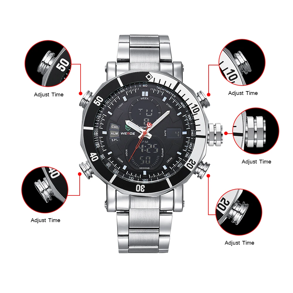 WEIDE watch dress watch business casual stainless steel date digital luxury quartz water resistant watches sport relogio clock WEIDE watch dress watch business casual stainless steel date digital luxury quartz water resistant watches sport relogio clock