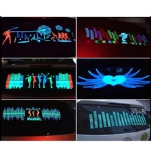 for car rear glass LED Sound Activated Equalizer Car Neon EL Light Music Rhythm Flash Lamp Sticker Styling With Control Box sound activated el car decoration sticker crazy urban disco