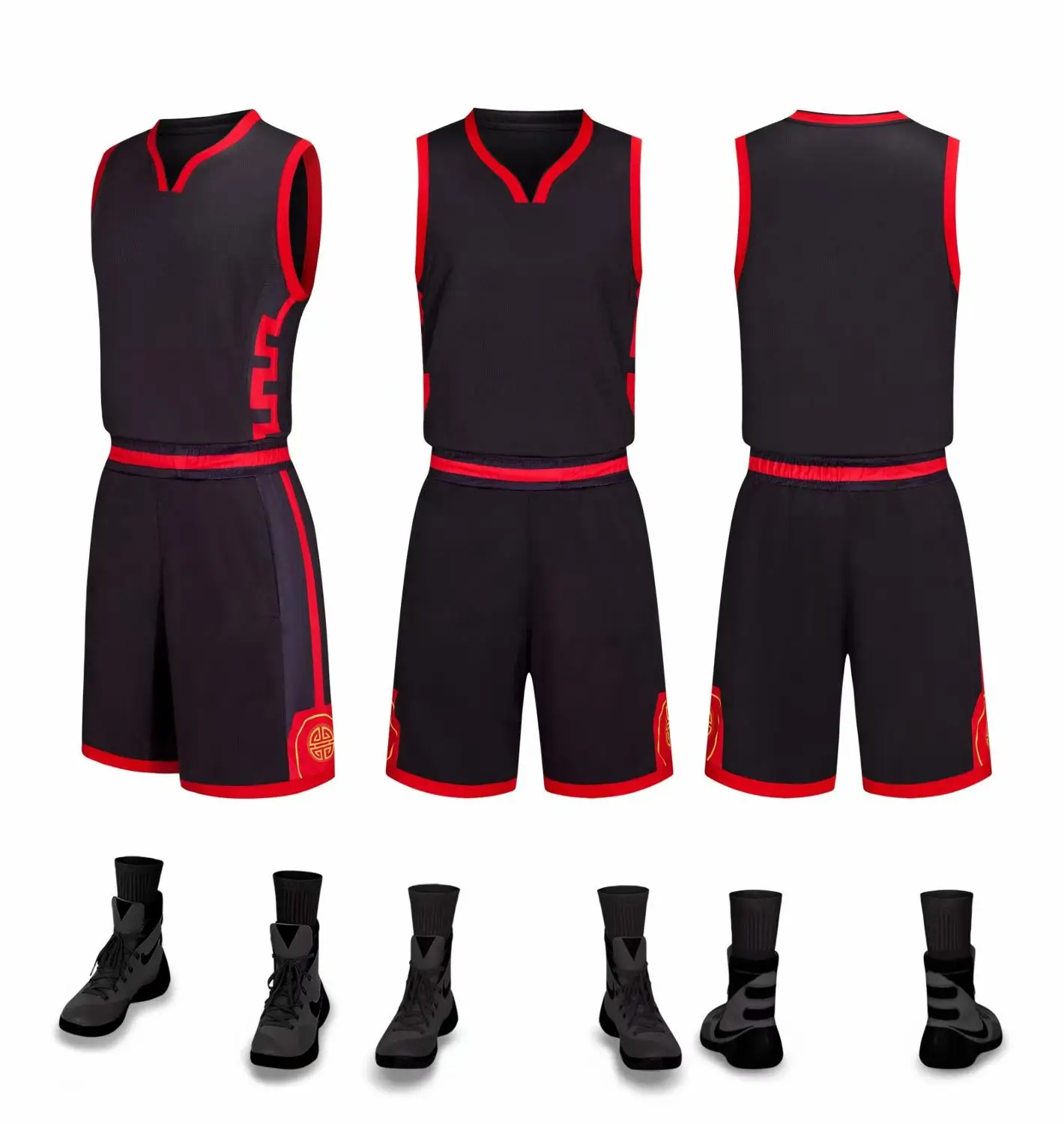 Детские баскетбольные Трикотажные изделия для мальчиков и девочек, форма для бега Наборы спортивный костюм на заказ футбольной команды Детские Молодежные баскетбольные формы, без надписей шорты - Цвет: 879 black
