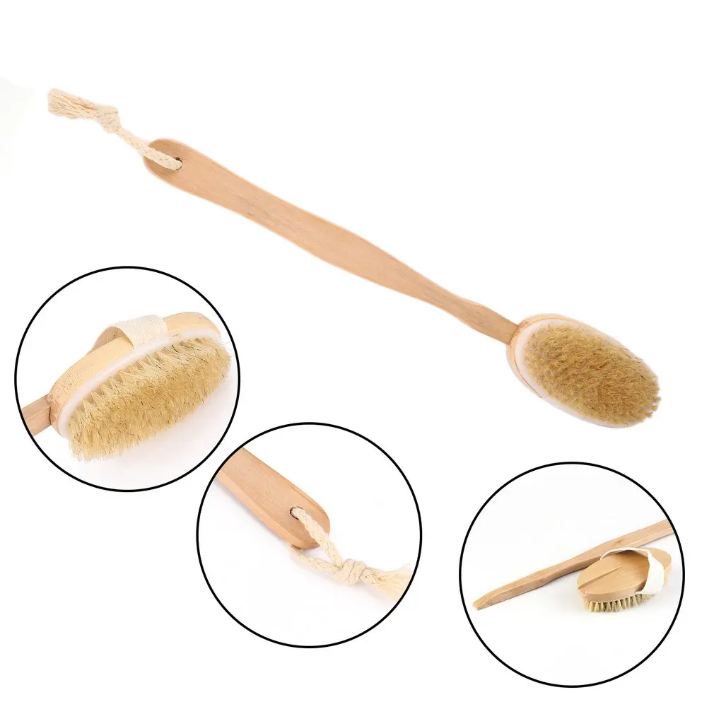 Натуральная деревянная щетка для тела с длинной ручкой, массажер, деревянная щетка для ванны и душа, щетка для очистки кожи, щетка для очистки спины