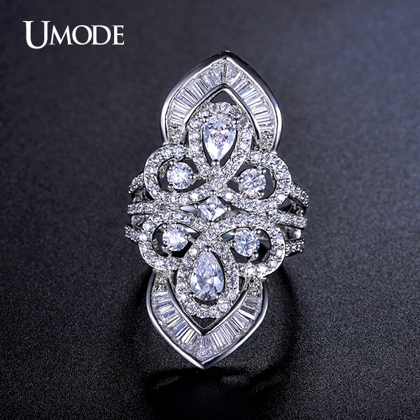 Prix pour UMODE Vintage Style Magnifique Couronne Anneau Avec Multi-en forme Cubique Zircone Or Blanc Couleur Bijoux Anneau UR0206 Prix pour UMODE Vintage Style Magnifique Couronne Anneau Avec Multi-en forme Cubique Zircone Or Blanc Couleur Bijoux Anneau UR0206