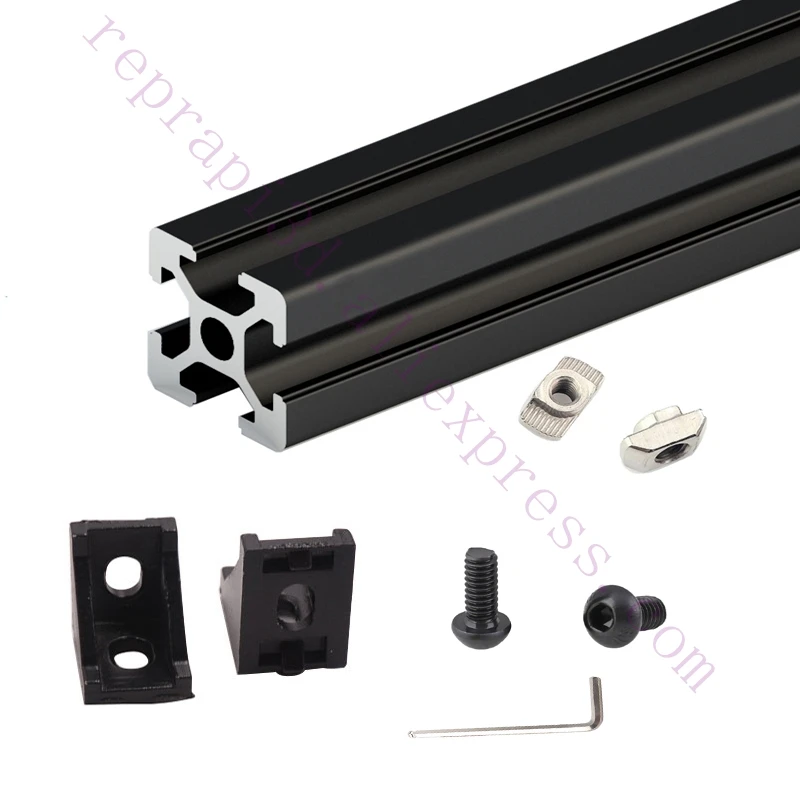 Kopen Versnelde schip, een Set Zwart HyperCube 3D Printer Aluminium Extrusie Profielen 200mm Cubic Bouwen Volume 3D Printer Frame Kit