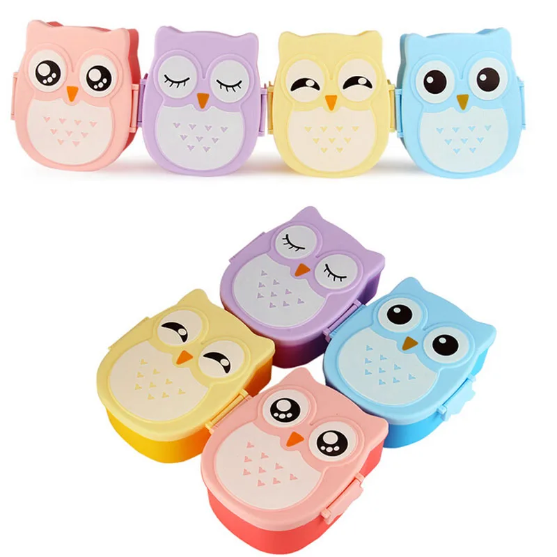 Portable Cartoon Chouette Boîte Déjeuner Aliments Container Rangement Bento for Children Kids