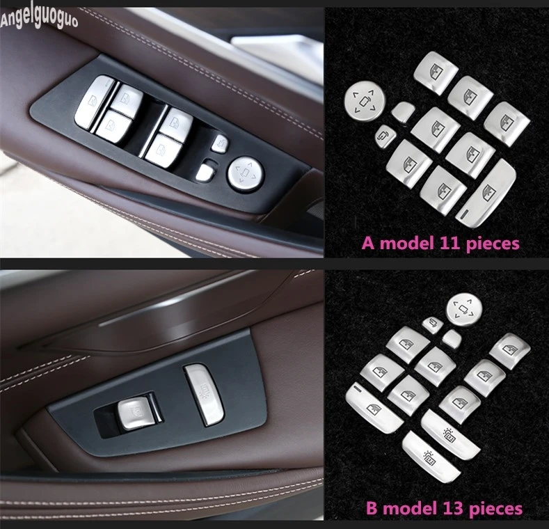 For BMW 5 Series G30 G38 528/530/540Li 2017 18 ABS chrome Car Window Glasses Lifter Button Decoration Cover Sticker Car-styling