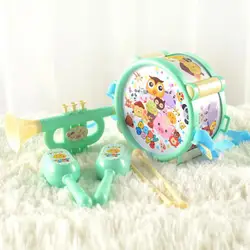 4 шт./компл. детская игрушка инструменты комплект барабаны Малый песок молотки Рог наборы раннего образования детские игрушки