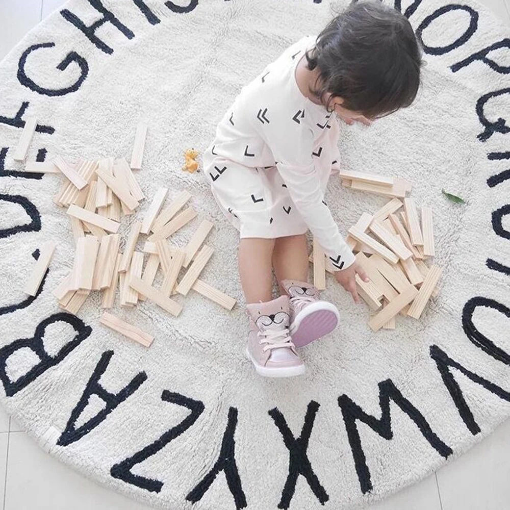 

Handmade ABC Alphabet Kids Crawling Mat Super Soft Cotton Fabric Educational Non-Slip Nursery Rug Best Play Mat Carpet for Kids