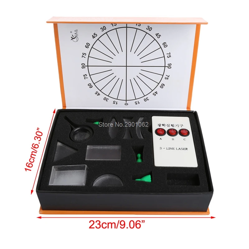 Conjunto de experiência óptica física prisma triangular