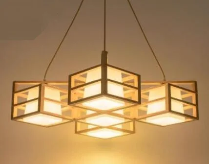

Creative modern Pendant Lights minimalist warm tatami study bedroom living room restaurant aisle LED log hanging lamp LU726259