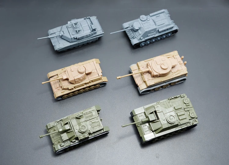 6PCS Set 4D Assembled Plastic Tiger Tanks World War II Germany US The Soviet Union Tank