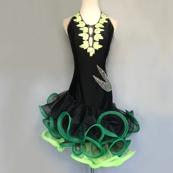 

Custom children's Latin dance competition suit adult Latin dance performance suit Latin dance dress Latin dance skirt