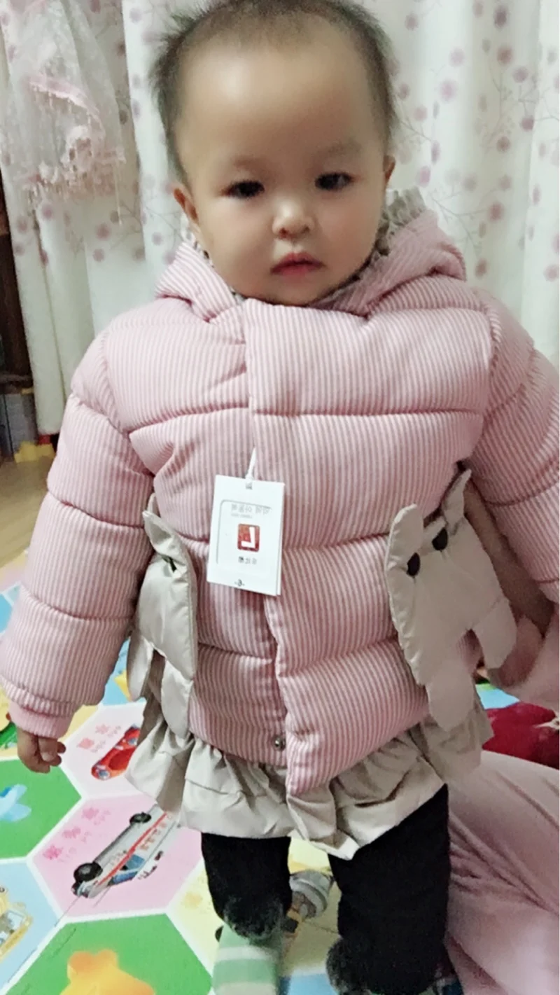 Новые зимние пальто в полоску с бархатистой подкладкой для девочек