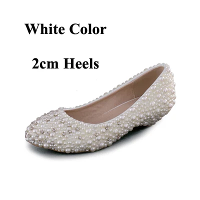 White 2cm Heels Love Moments женские туфли на низком каблуке клинья для женщин свадебное платье обувь свадебная обувь белый жемчуг горный хрусталь настроить различные цвета обувь для девочек - Цвет: White 2cm Heels