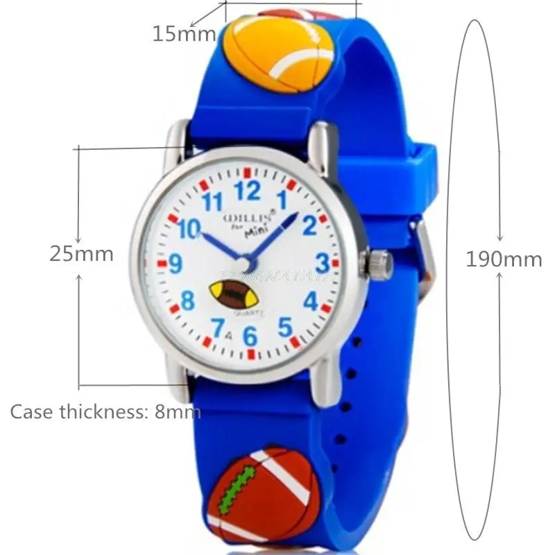 Уиллис 3D Футбол каучуковый ремешок симпатичные часы кварцевые часы Элитный бренд Водонепроницаемый детей Qlastic часы ребенок PENGNATATE