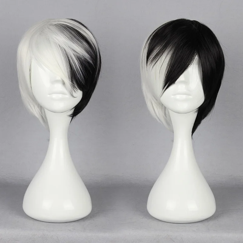 Mocha Wig Anime Cosplay Afro Kinky Short Wavy Black and White Wig Modern Show Hair Products Ombre Love Live Bob Mocha Wig