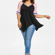 Rosegal, футболки размера плюс, v-образный вырез, половина рукава, крест-накрест, женские футболки, летние повседневные женские топы, футболки, новые женские футболки s