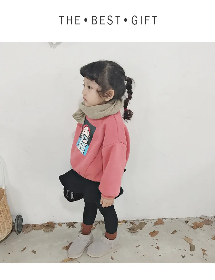 Little Monkey High Collar Clothing Kids Sweatshirt Animal Letter Print Pullover Baby Thicken Keep Warm Fashion Girl Sweatshirt