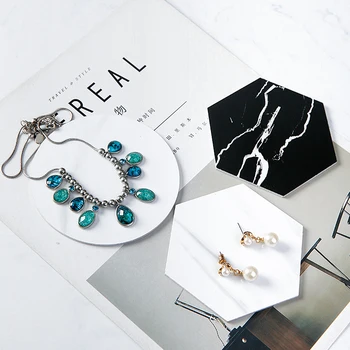 

Creativity Emulation Marble PVC Coaster Black White Jewelry Display Cushion Milk Coffee Tea Cup Mats Waterproof Kitchen Tools