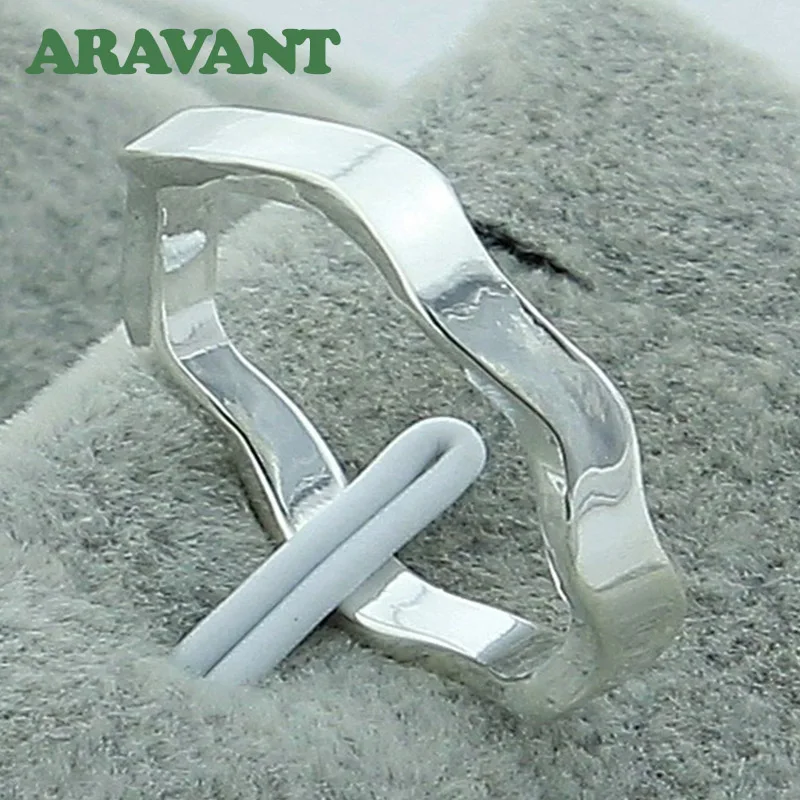 

925 Silver Jewelry Wave Finger Rings For Women Wedding Engagement Jewelry Gifts