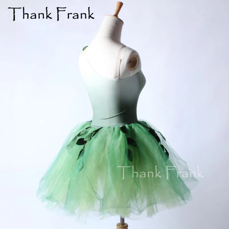Балетное платье-пачка с листьями дерева для детей и взрослых, танцевальный костюм на одно плечо, с294