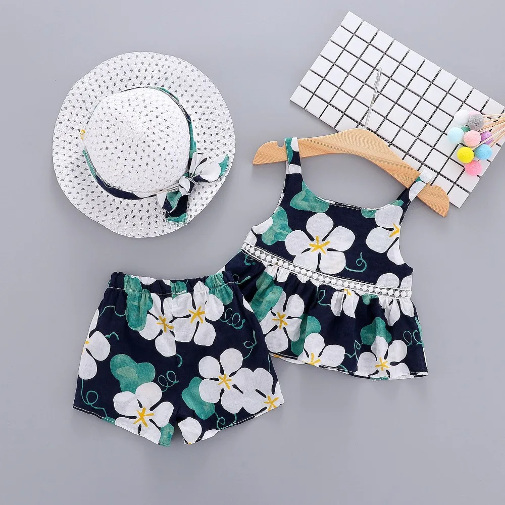 Комплекты для малышей из 3 предметов летние комплекты одежды маленьких девочек