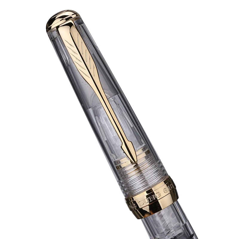 Kicute 1 шт. 0.5 мм прозрачный перьевая ручка Gold папка иридий золото Совет высокое качество офис школьные принадлежности канцелярские подарки