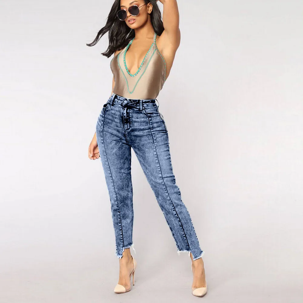 Модные женские обтягивающие джинсы, мягкие и удобные джинсовые женские Стрейчевые узкие сексуальные брюки с высокой талией, L50/0130
