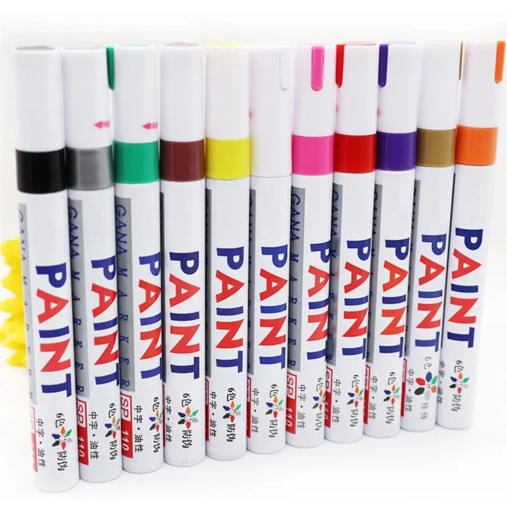 

12 Colors Waterproof Car Tyre Tire Tread CD Metal Permanent Paint Marker Graffti Oily Marker Macador Caneta Stationery