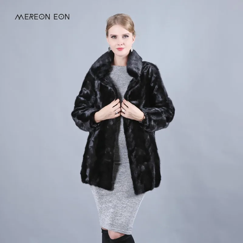 

2019 new women's elegant mink fur coat thick fur collar windshield warm long-sleeved Slim women's natural fur coat