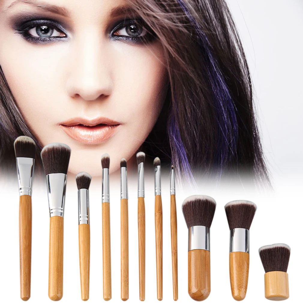

MakeUp Professional 11 Pcs Makeup Brush Set with A Cloth Bag Comestic Eyeshadow Foundation Brushes Handle Bamboo Top quality