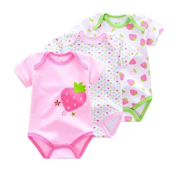 

Great Value 3PCS/LOT Baby Girls Boys Clothes Cute Animal 100%Cotton Short Sleeve Roupas de bebe Infantil Costumes Baby Bodysuits